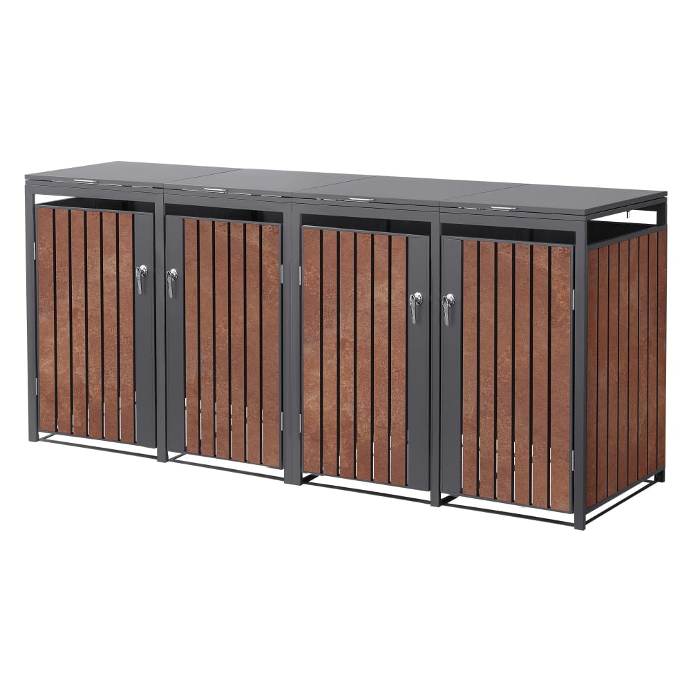 ML-Design Mülltonnenbox 4er Mülltonnen 240L 264x80x120 cm Anthrazit-Rostoptik Grau Metall