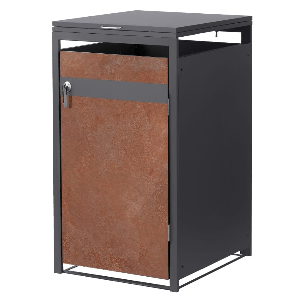 ML-Design Mülltonnenbox 1er Mülltonne 240L 68x80x120 cm Anthrazit-Rostoptik Grau Metall