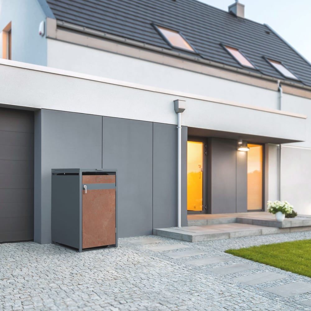Mülltonnenbox 1er Mülltonne 240L 68x80x120 cm Anthrazit-Rostoptik