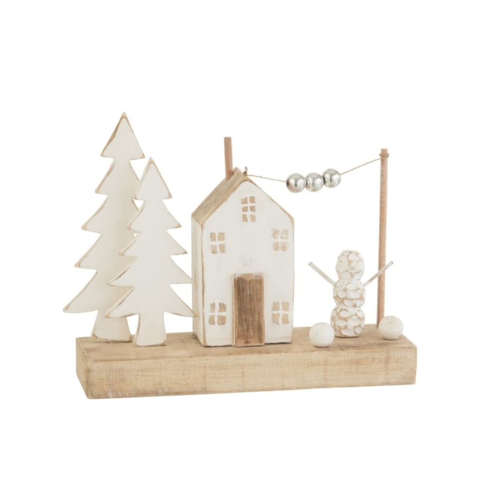 Decoración de navidad de madera natural 43x12x30 cm