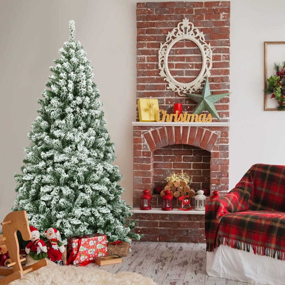Sapin de noël artificiel flocage de neige mince 928 branches 183cm - Maisons du Monde