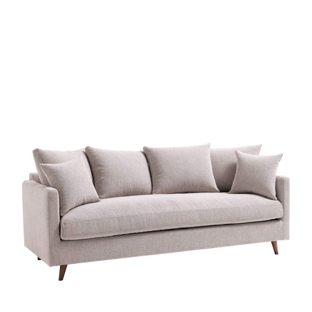 Canapé 4 places en tissu pieds bois foncé - naturel chiné - Maisons du Monde