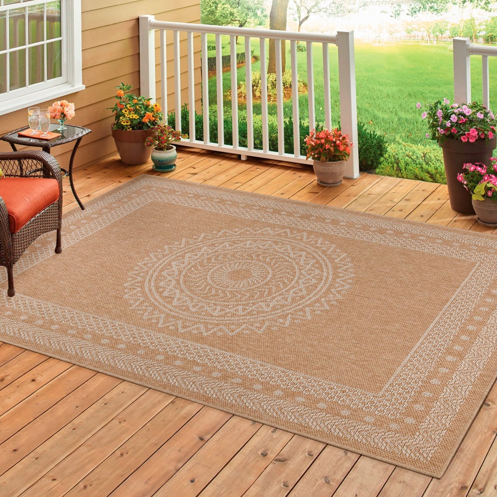 Tapis aspect jute motifs beige et crème 120x170cm — vue 3