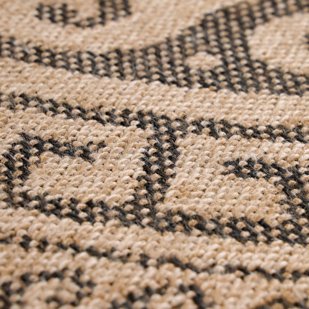Tapis rond naturel aspect jute motif beige gris 120x120cm — vue 4