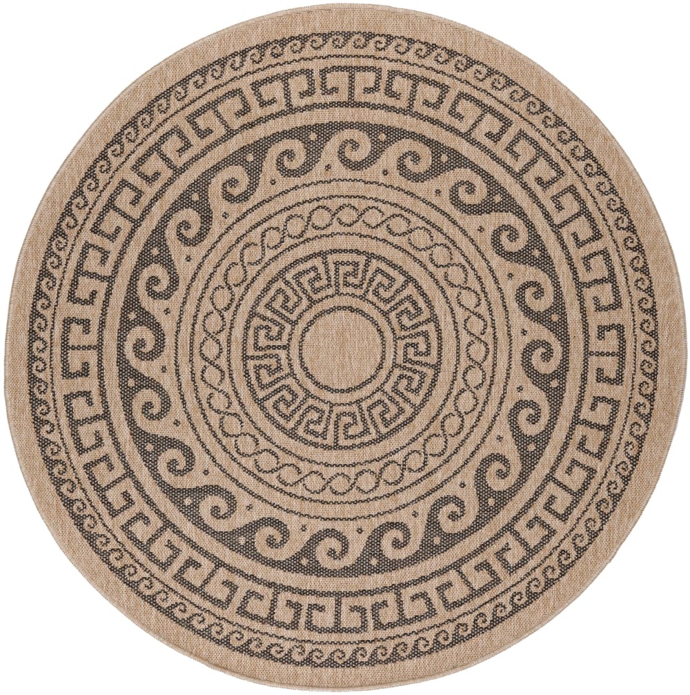 Tapis rond Naturel aspect jute Motif Beige Gris 200x200cm