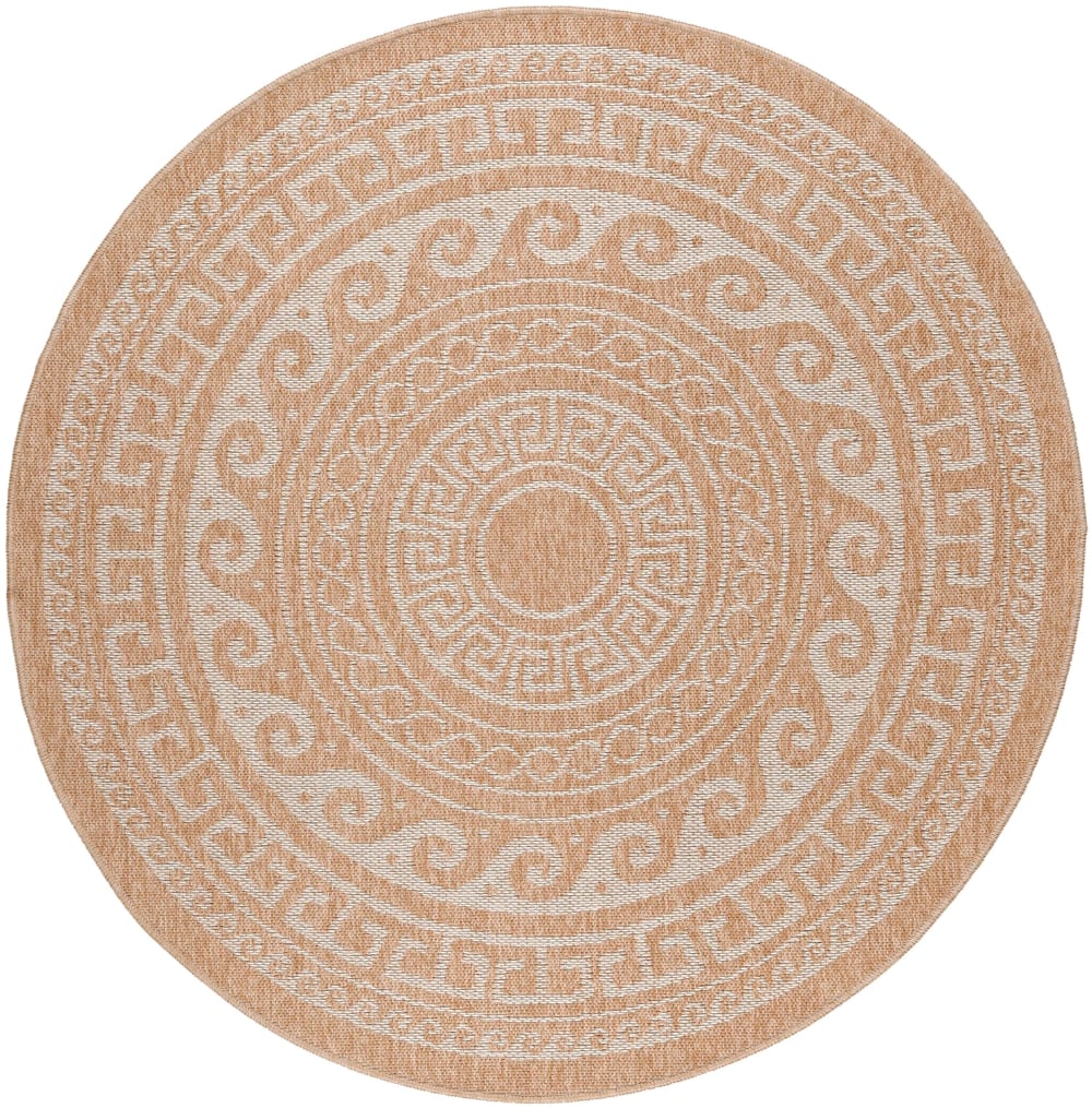 Tapis rond Naturel aspect jute Motif Beige Crème 160x160cm