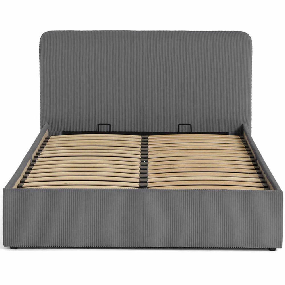 Lit coffre 140x190 en velours côtelé gris anthracite — Beyit