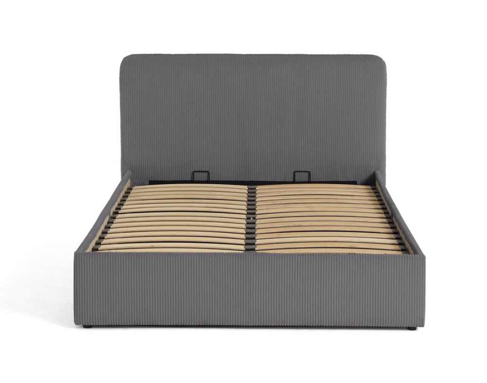 Lit coffre 140x190 en velours côtelé gris anthracite - Maisons du Monde