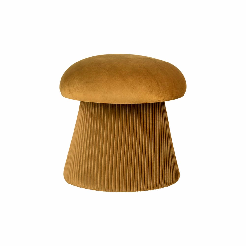 Pouf en velours ocre