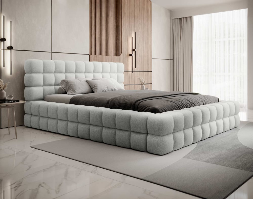 Lit coffre king size 180x200 sommier inclus blanc - Maisons du Monde