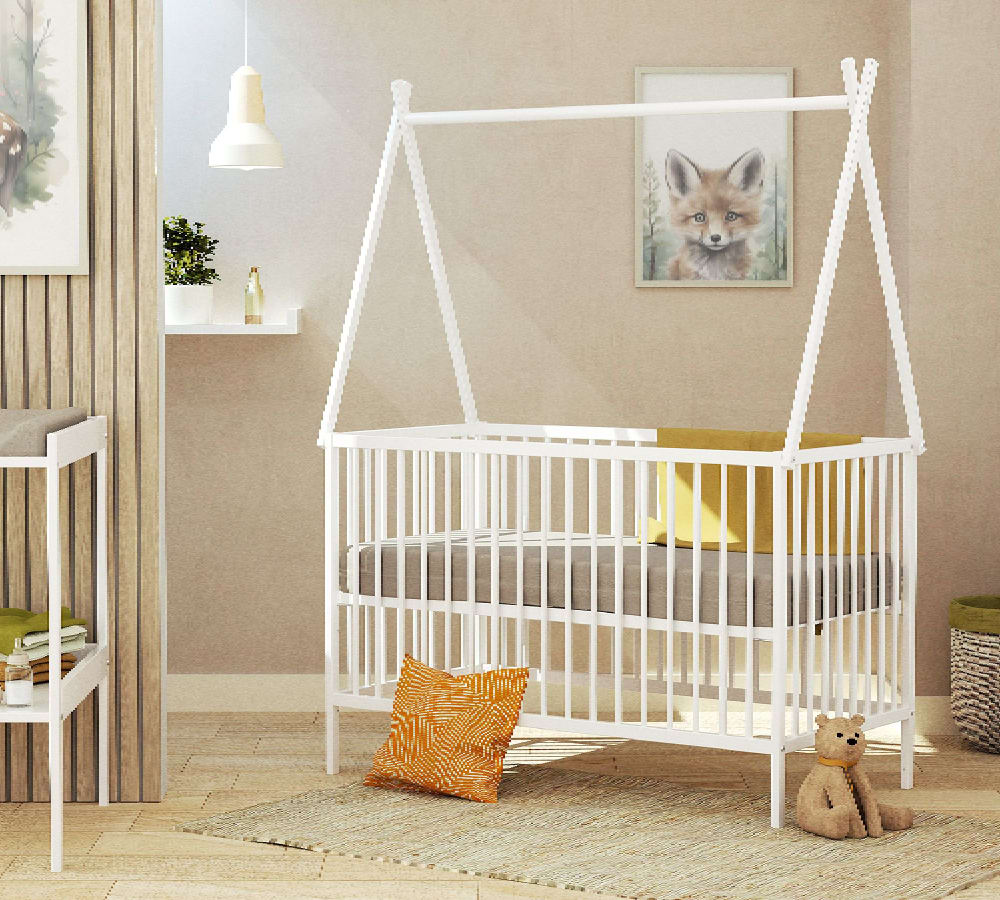Lit tipi 60x120 en bois avec toit blanc - Maisons du Monde