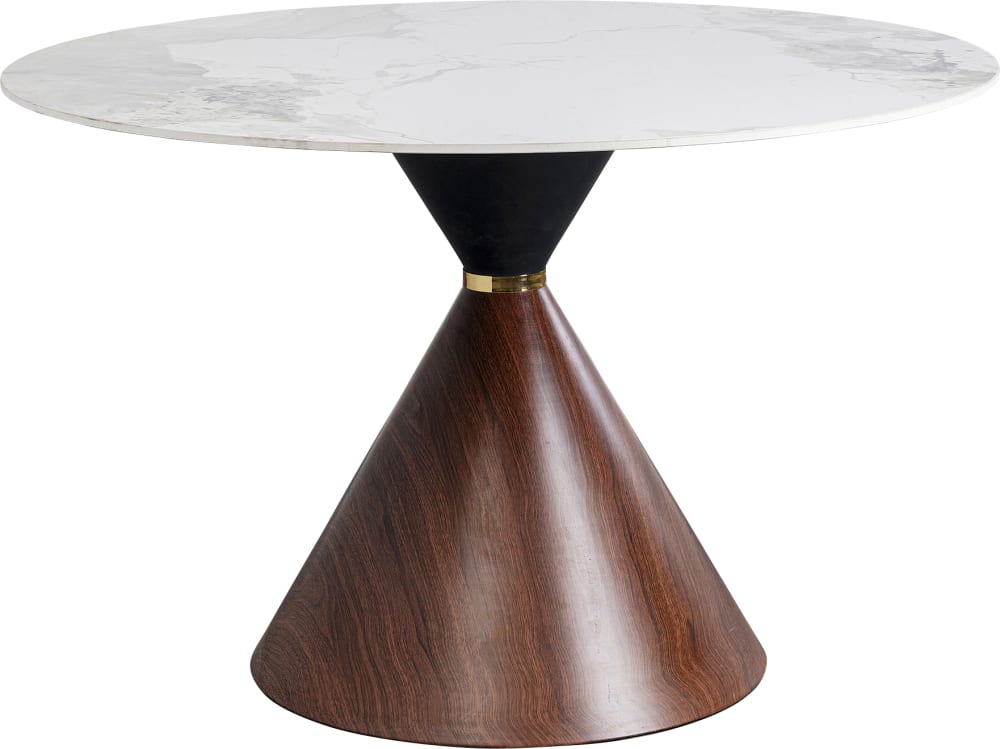 Table à manger ronde 4 personnes céramique et noyer D120