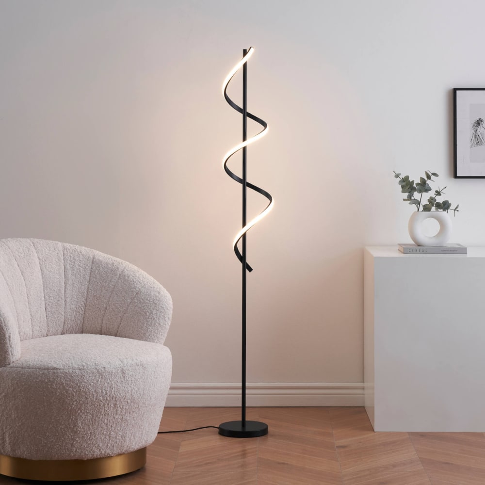 Stehleuchte aus Aluminium, Eisen und PVC 155 cm, Schwarz -