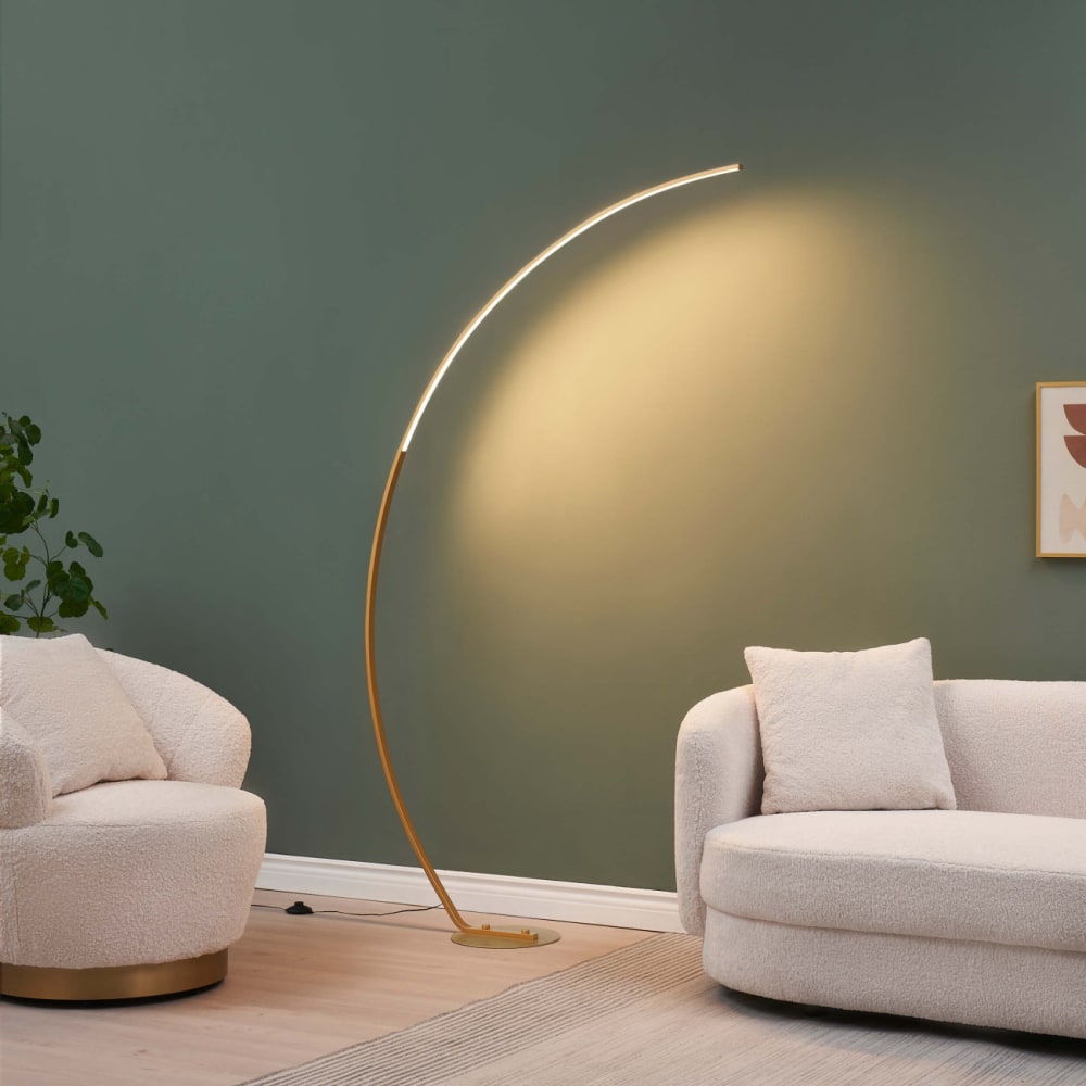 Lampadaire en aluminium, fer et pvc doré / laiton 184 cm — vue 3