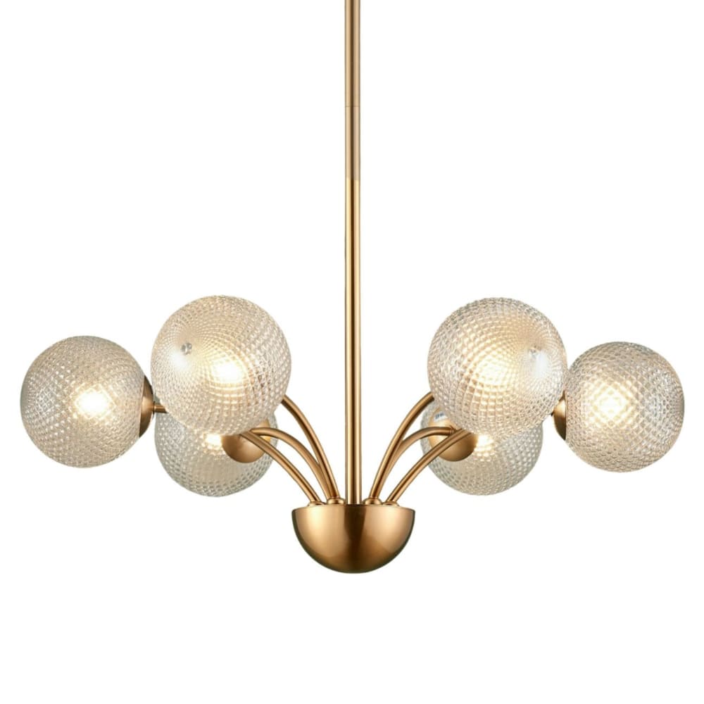 Kosilum Kronleuchter aus Metall und Glas 19 cm, Gold / Messing Gold Glas