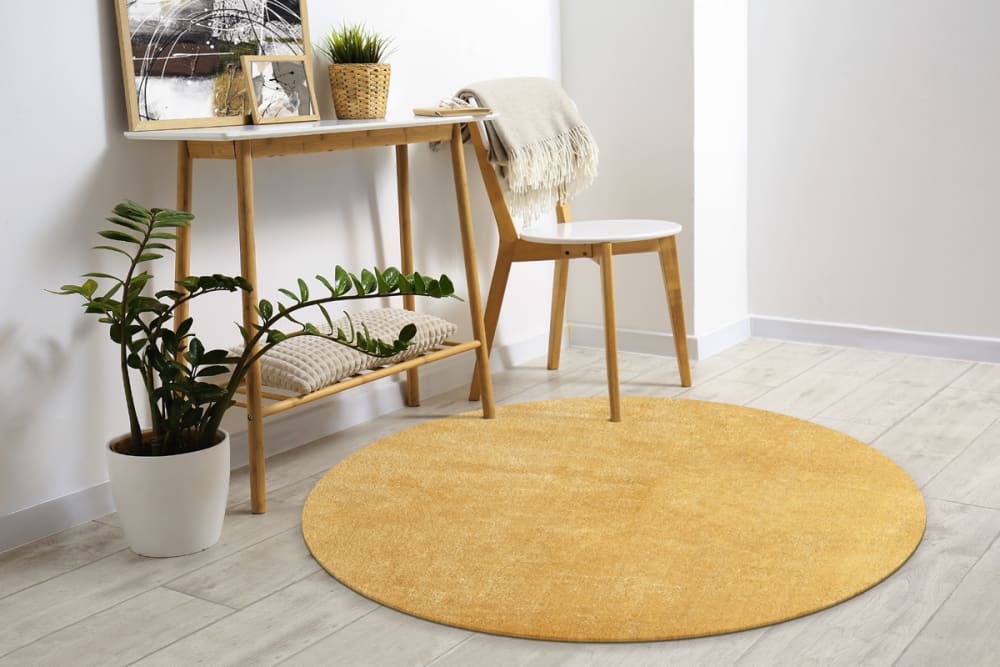 Tapis lavable et antidérapant, uni, or, 120 cm, rond — vue 3