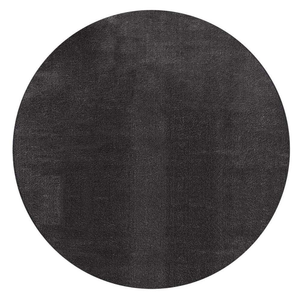 Tapis lavable et antidérapant, uni, anthracite, 120 cm, rond