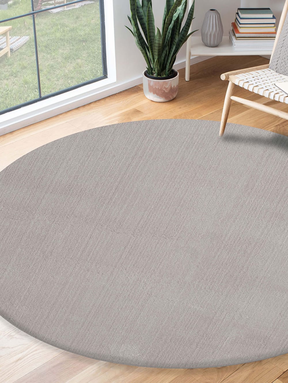 Tapis lavable et antidérapant, uni, sable, 160 cm, rond — vue 4
