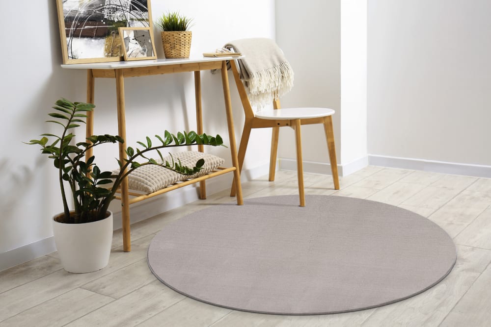 Tapis lavable et antidérapant, uni, sable, 120 cm, rond — vue 3