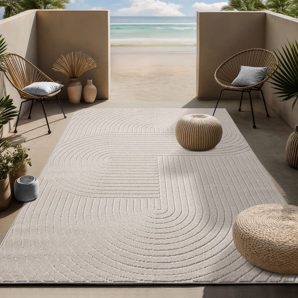 The carpet In-/Outdoor Teppich, Boho Style, Beige, 160 x 220 cm style modern Beige Öko-Tex Zertifikat Pes - Polyester