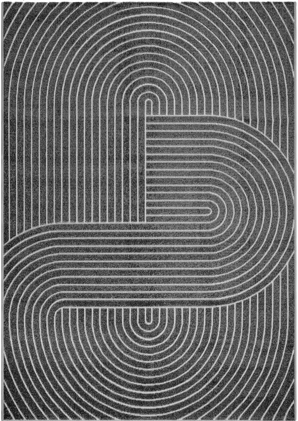 Tapis boho moderne terrasse intérieur, anthracite, 120 x 160 cm