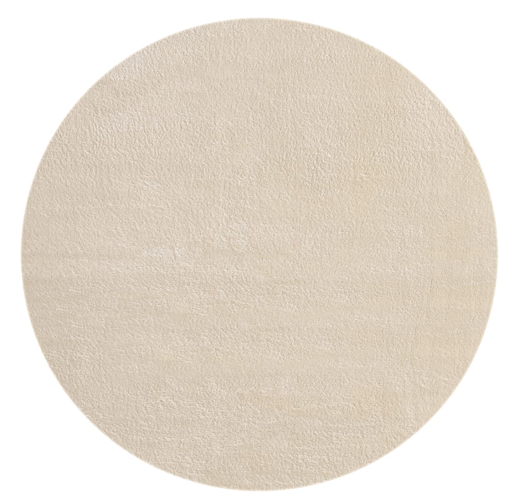 Tapis lavable et antidérapant, uni, beige, 160 cm, rond