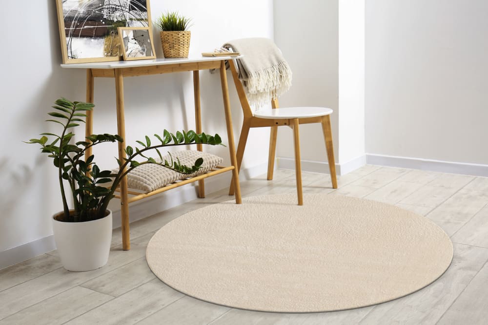 Tapis lavable et antidérapant, uni, beige, 160 cm, rond — vue 3