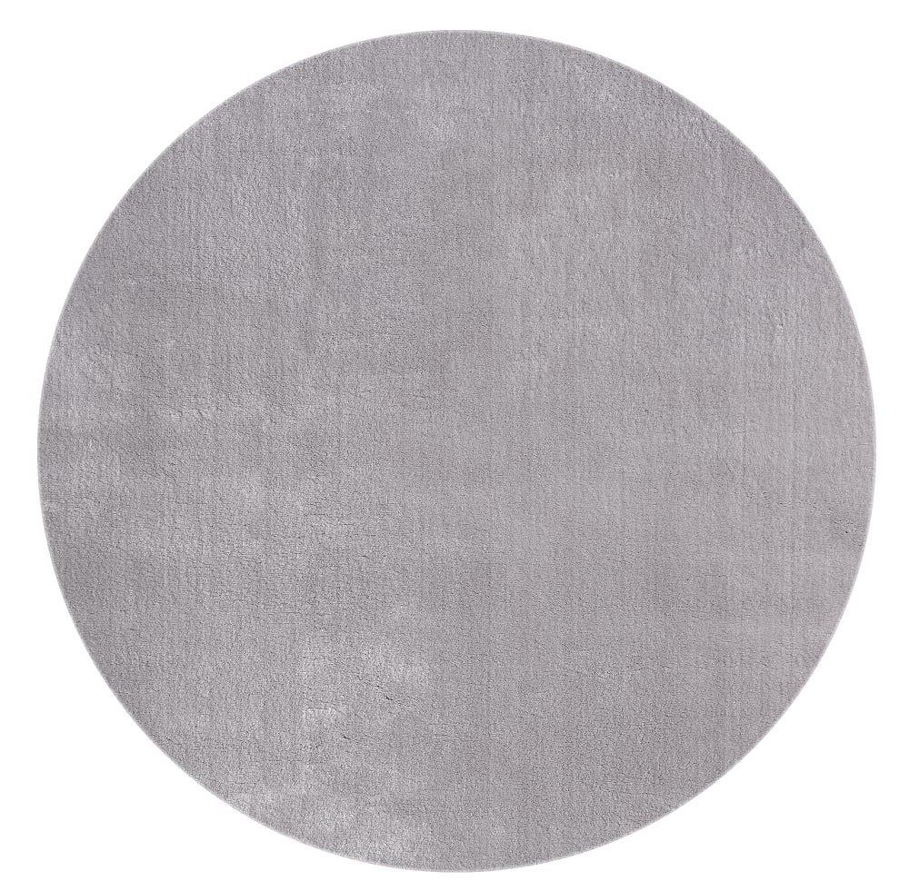 Tapis lavable et antidérapant, uni, gris, 120 cm, rond