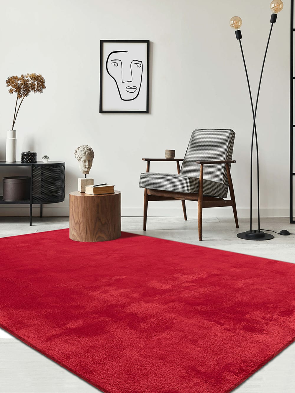 Tapis lavable et antidérapant, uni, rouge, 200 cm, rond — vue 4