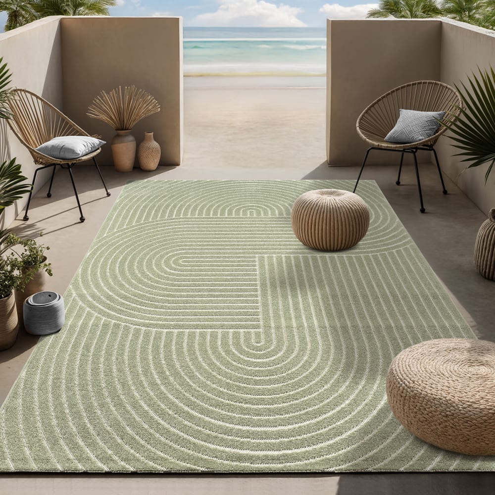 The carpet In-/Outdoor Teppich, Boho Style, Grün, 80 x 250 cm style modern Grün Öko-Tex Zertifikat Pes - Polyester