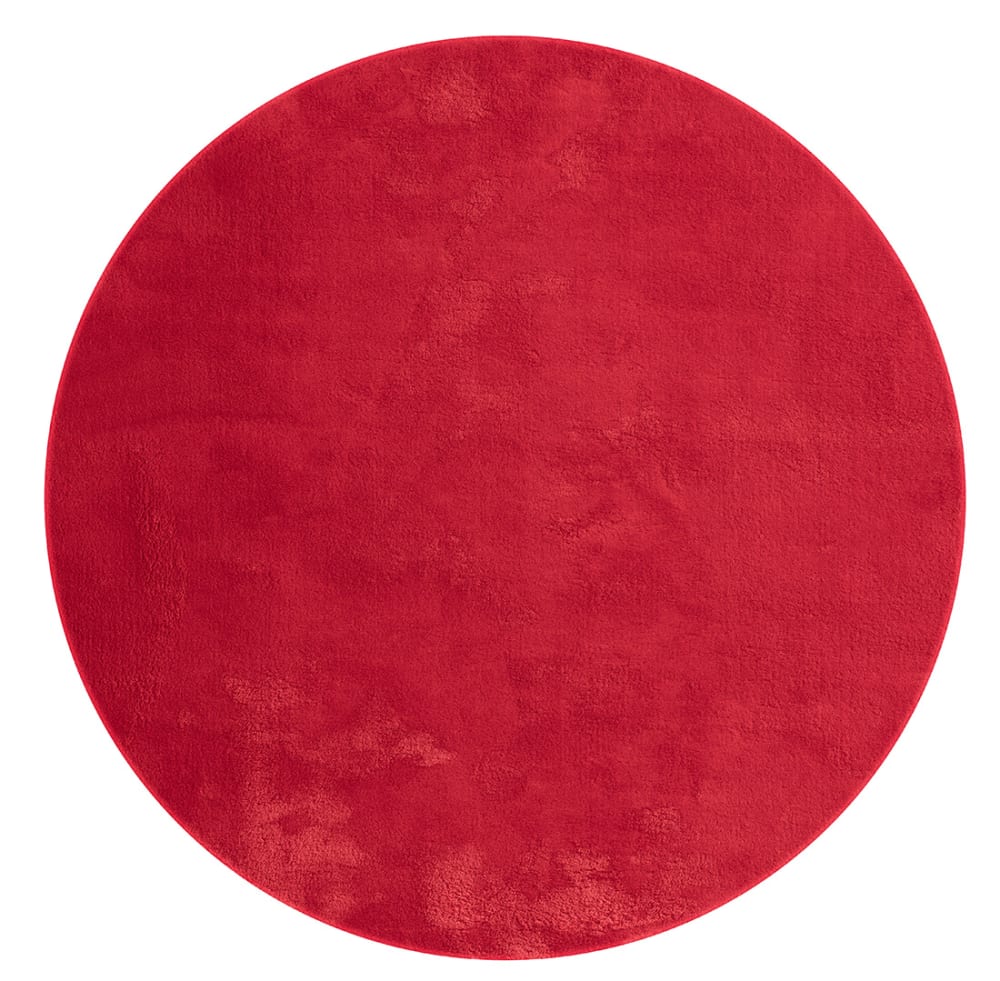 Tapis lavable et antidérapant, uni, rouge, 120 cm, rond