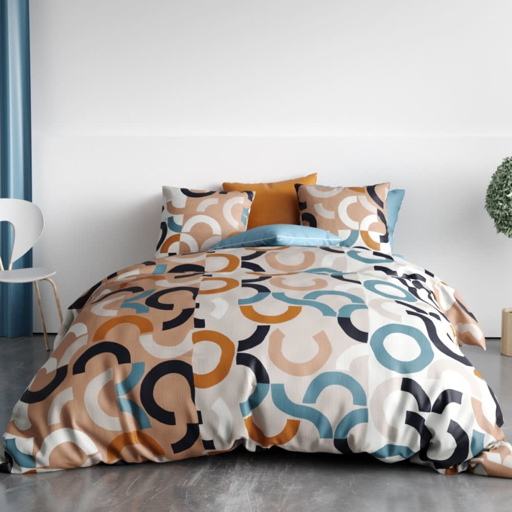 Parure de couette 100% coton 57 fils imprimée 260x240cm 2 taies