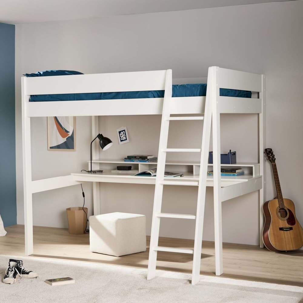 Lit mezzanine effet bois blanc (CAMIF) - Image 1