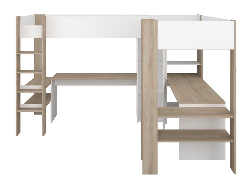 Lit mezzanine panneau de particule naturel clair 90 x 200 - Maisons du Monde