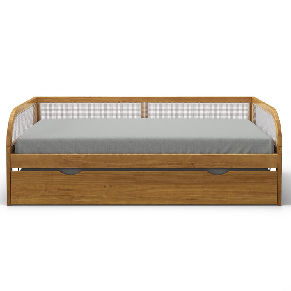 Lit enfant gigogne métal bois massif noisette 90x190 cm Lit enfant gigogne métal bois massif noisette 90x190 cm