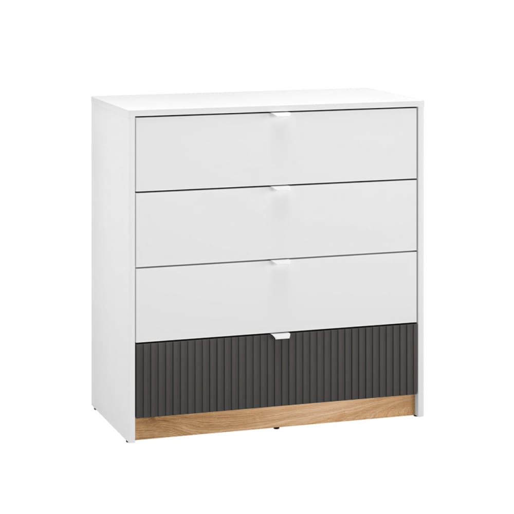 Petits meubles Kommode mit 4 Schubladen Vorderseite MDF Weiß Weiß Spanplatte