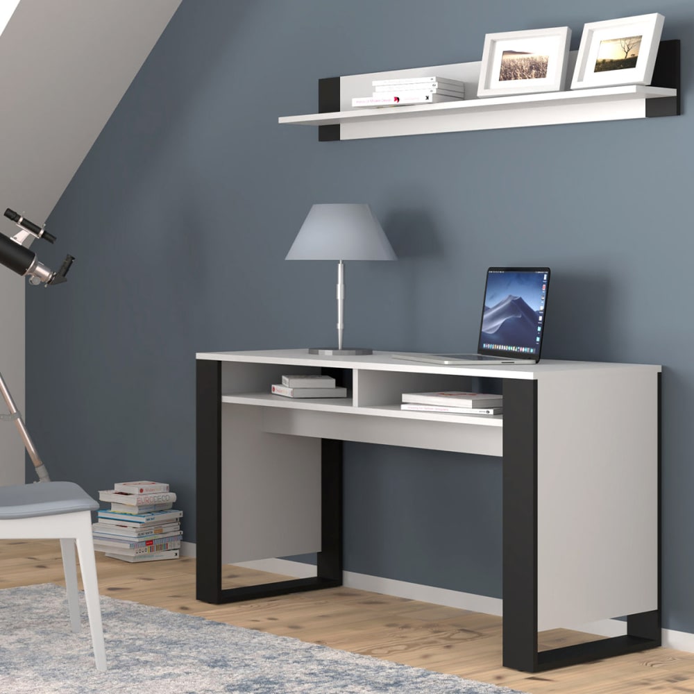 Bureau 2 niches panneaux stratifiés blanc