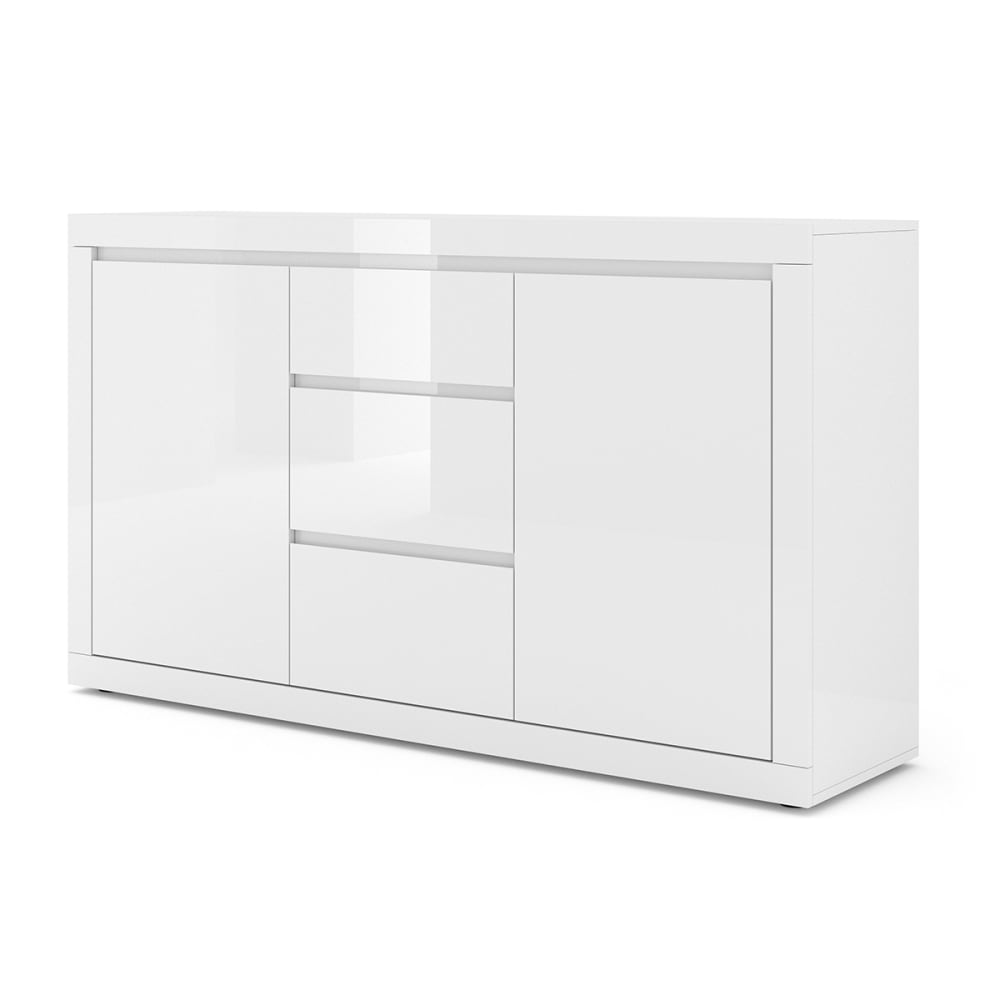 Buffet 2 portes 3 tiroirs stratifiés blanc