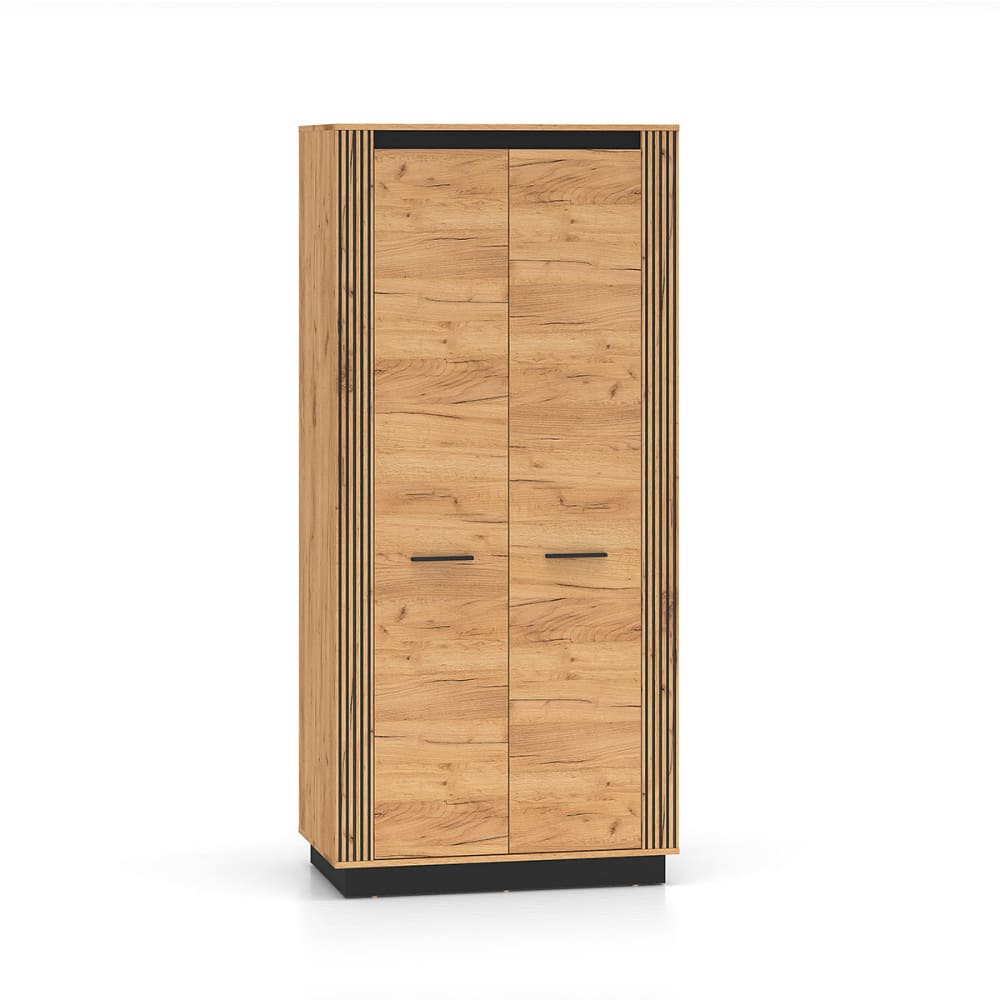 Petits meubles 2-türiger Schrank und Schwarz Vorderseite MDF Holz Beige Spanplatte