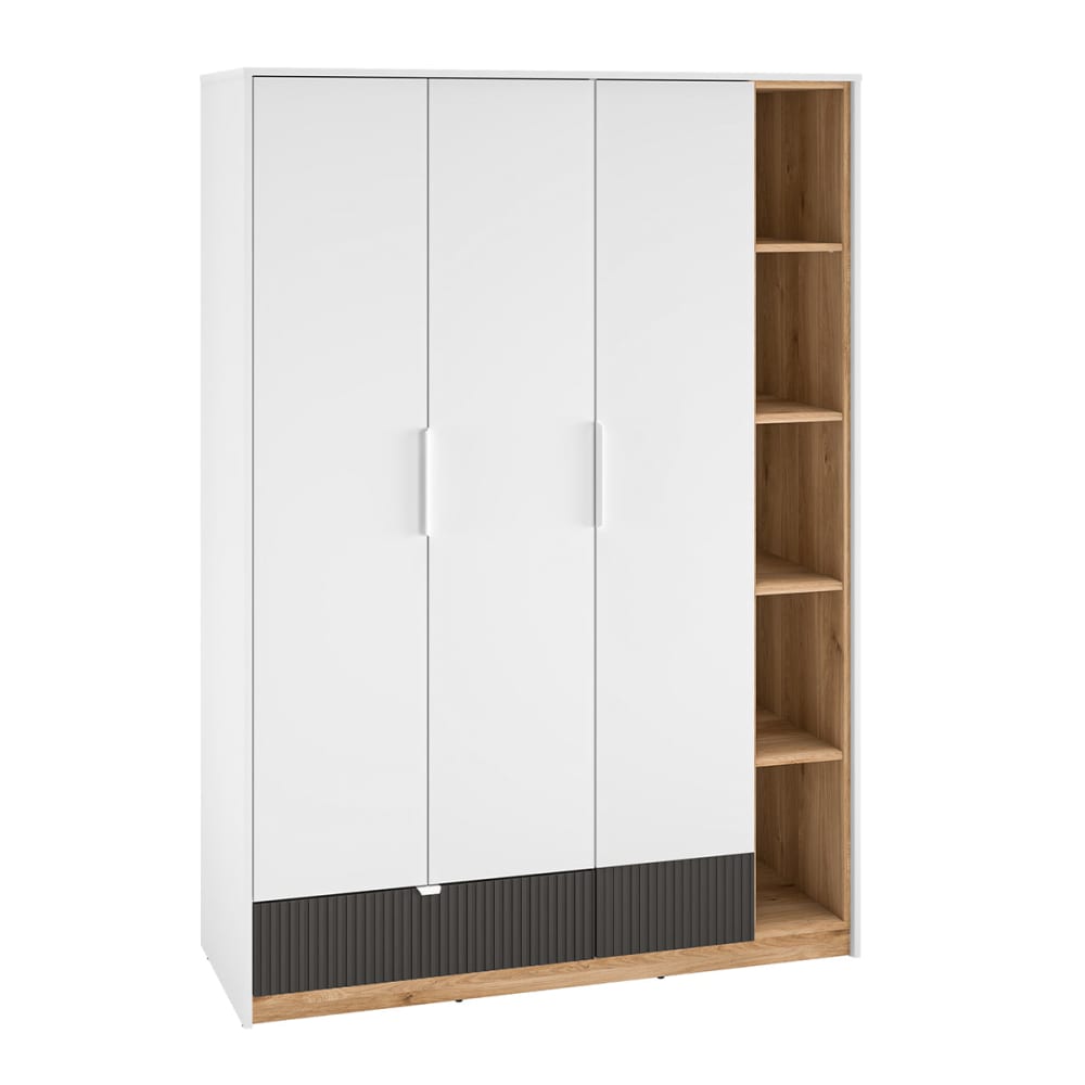 Petits meubles Armoire 3 portes 1 tiroir façade mdf blanc Blanc Panneau De Particules - 138x196x53cm
