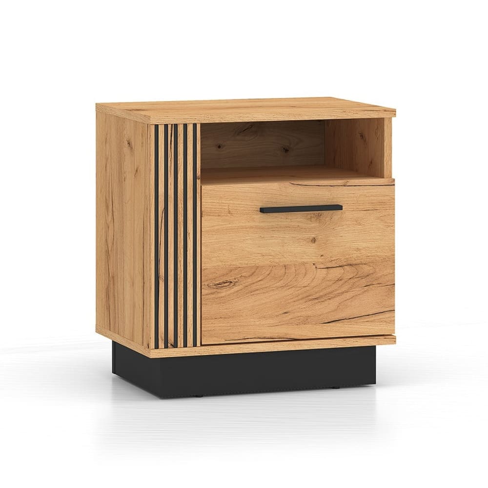 Petits meubles Nachttisch mit 1 Tür und Schwarz Vorderseite MDF Holz style modern Braun Spanplatte