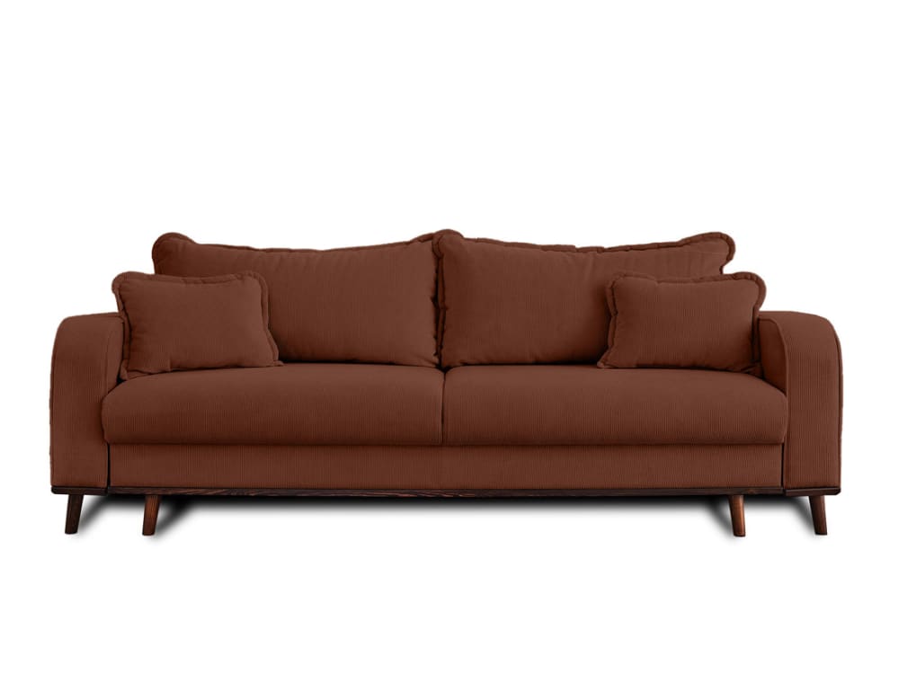 Canapé 3 places convertible avec coffre en velours côtelé rouille - Maisons du Monde