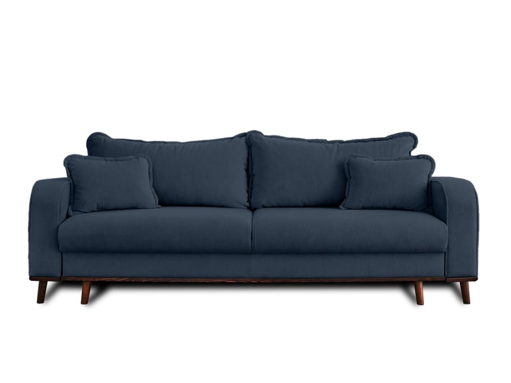 Canapé 3 places convertible avec coffre en velours côtelé bleu - Maisons du Monde