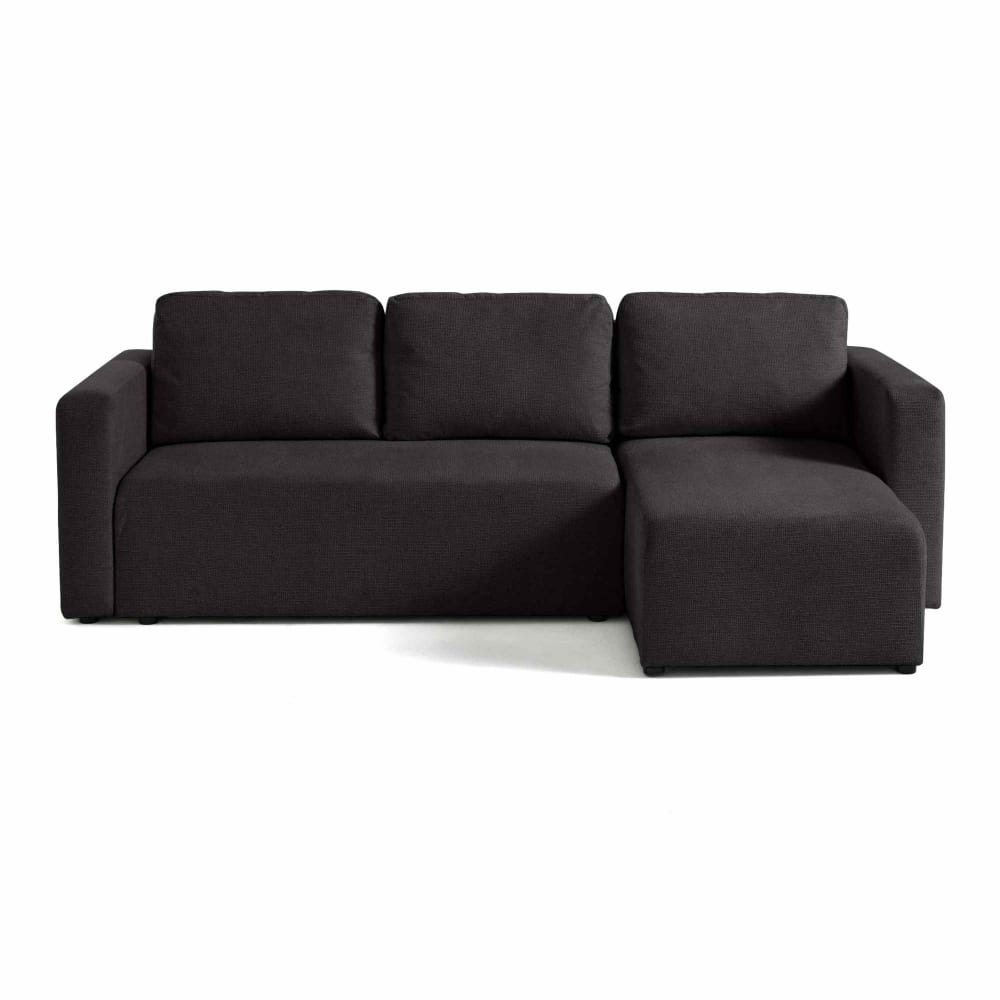 Canapé d'angle réversible convertible 4 places en tissu texturé gris