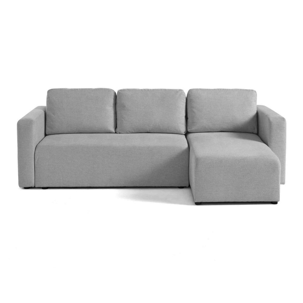 Canapé d'angle réversible convertible 4 places en tissu texturé gris