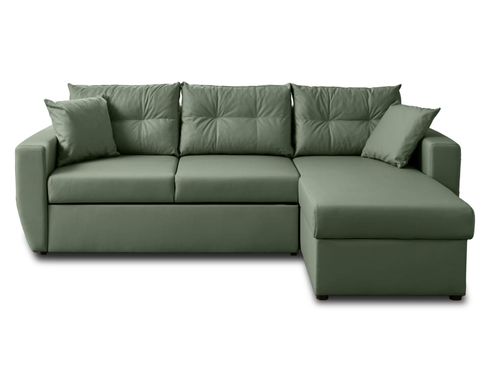 Canapé d'angle réversible convertible 4 places en simili vert