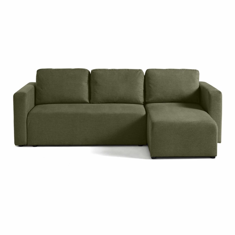 Canapé d'angle réversible convertible 4 places en tissu texturé vert