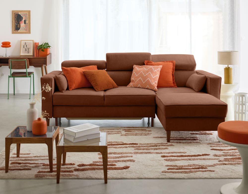 Canapé d'angle réversible convertible 4 places en tissu texturé - Maisons du Monde