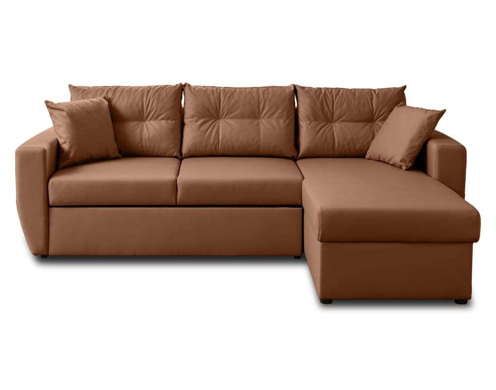 Canapé d'angle réversible convertible 4 places en simili rouille