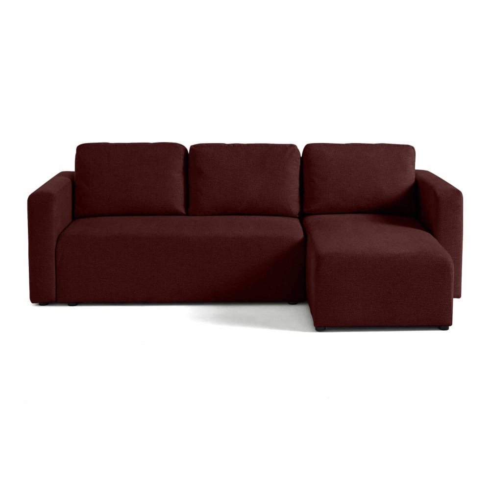 Canapé d'angle réversible convertible 4 places en tissu texturé prune